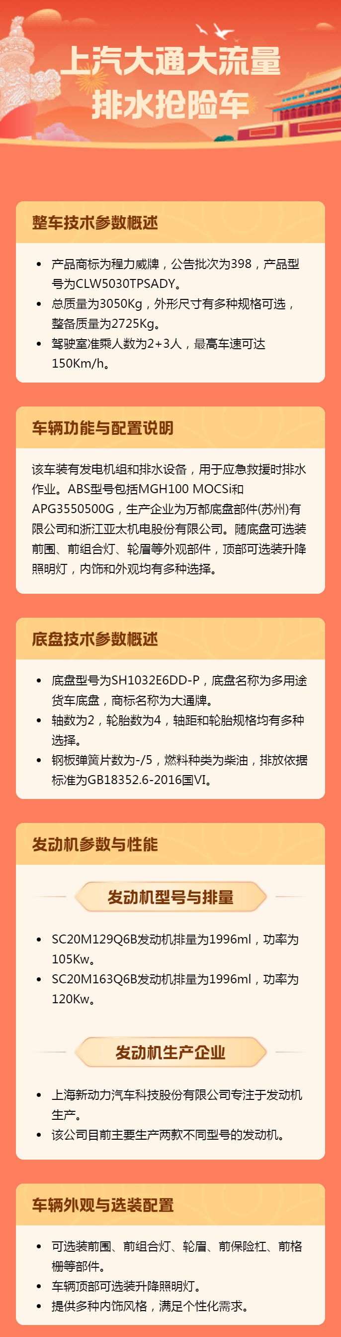上汽大通大流量排水搶險車